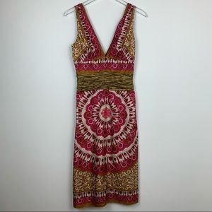 NICOLE MILLER Collection Silk Printed V-Neck Cocktail Dress 4